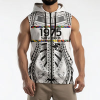 Independen Stet bilong Papua Niugini 1975 Sleeveless Zip Hoodie White Tribal Papua New Guinea Province Flag LT9 - Polynesian Pride