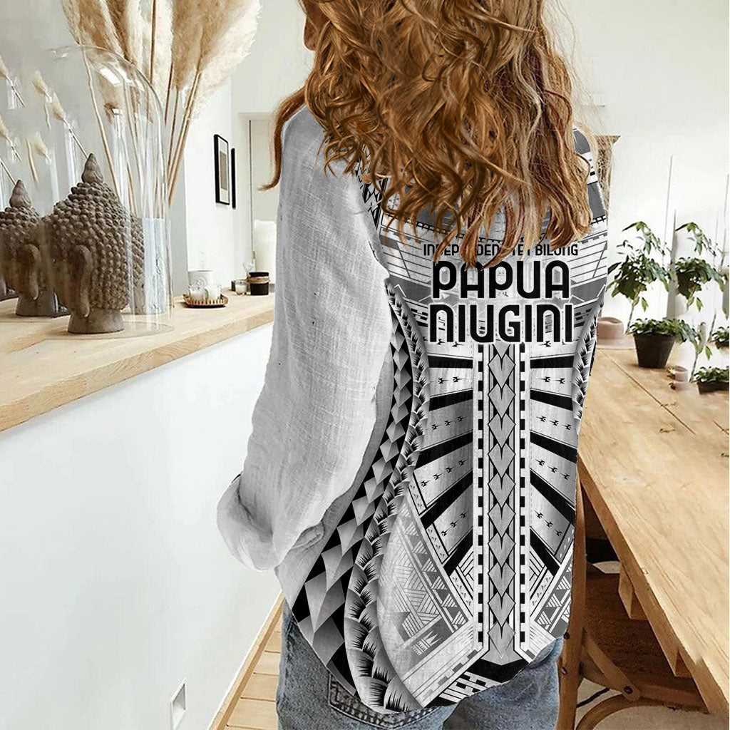 Independen Stet bilong Papua Niugini 1975 Women Casual Shirt White Tribal Papua New Guinea Province Flag LT9 - Polynesian Pride