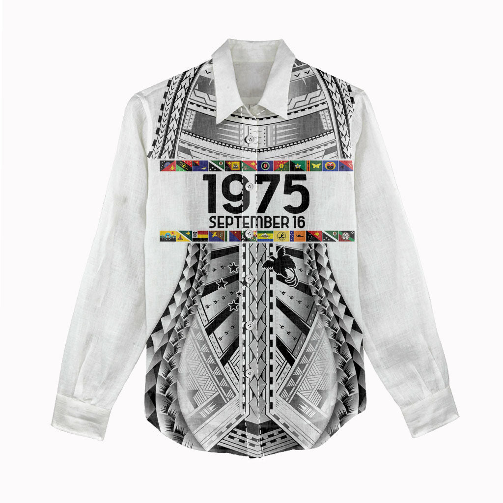 Independen Stet bilong Papua Niugini 1975 Women Casual Shirt White Tribal Papua New Guinea Province Flag LT9 - Polynesian Pride
