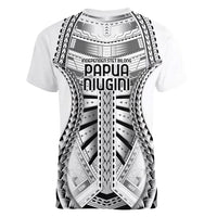 Independen Stet bilong Papua Niugini 1975 Women V-Neck T-Shirt White Tribal Papua New Guinea Province Flag LT9 - Polynesian Pride