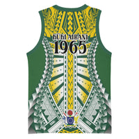 Cook Islands 1965 National Pride Basketball Jersey Green Yellow Tribal Pattern LT9 - Polynesian Pride