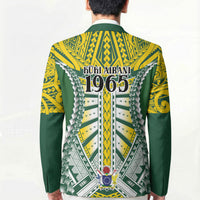 Cook Islands 1965 National Pride Blazer Green Yellow Tribal Pattern LT9 - Polynesian Pride