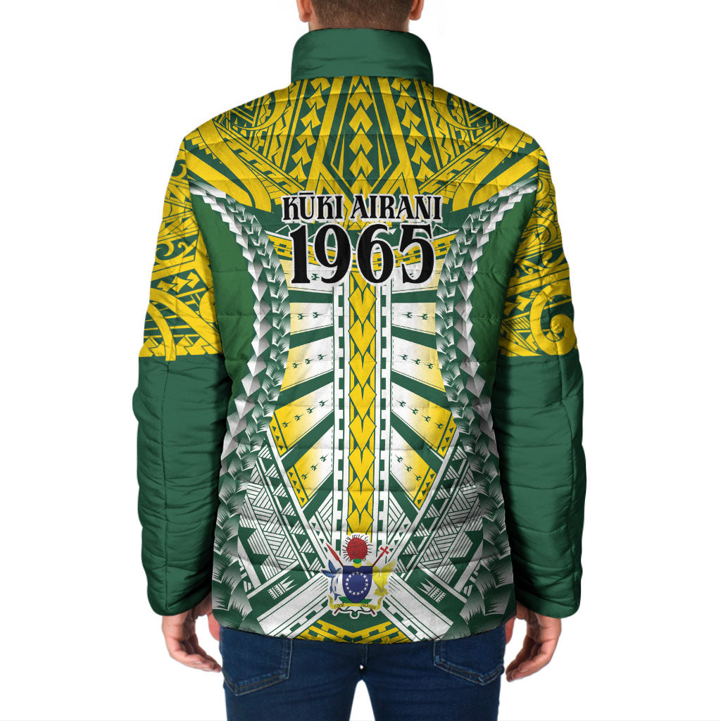 Cook Islands 1965 National Pride Padded Jacket Green Yellow Tribal Pattern LT9 - Polynesian Pride