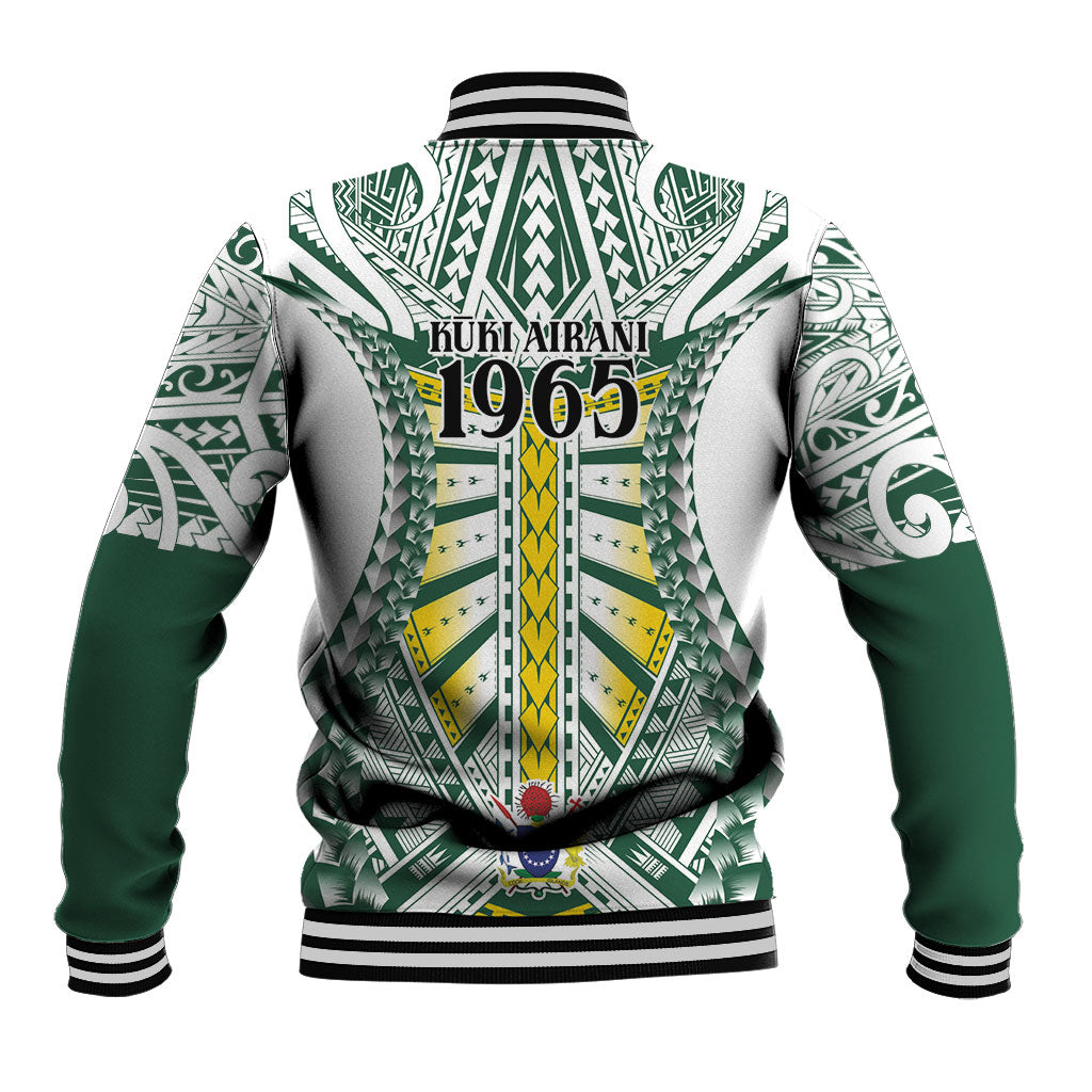 Cook Islands 1965 National Pride Baseball Jacket White Tribal Pattern LT9 - Polynesian Pride