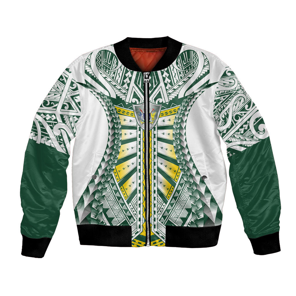 Cook Islands 1965 National Pride Bomber Jacket White Tribal Pattern LT9 Unisex White - Polynesian Pride