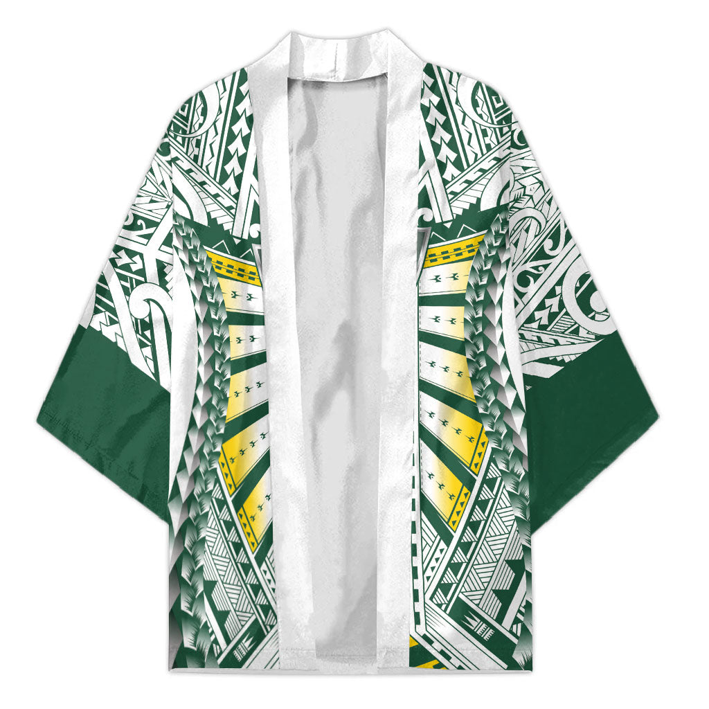 Cook Islands 1965 National Pride Kimono White Tribal Pattern LT9 Unisex White - Polynesian Pride