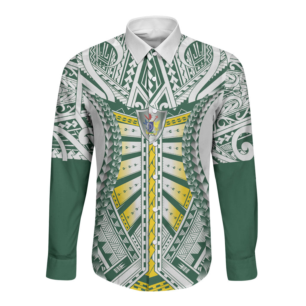 Cook Islands 1965 National Pride Long Sleeve Button Shirt White Tribal Pattern LT9 Unisex White - Polynesian Pride
