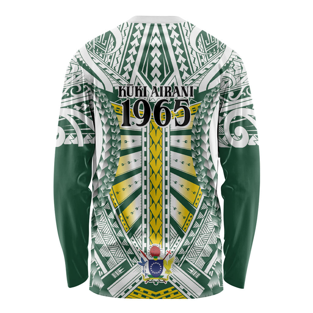 Cook Islands 1965 National Pride Long Sleeve Shirt White Tribal Pattern LT9 - Polynesian Pride