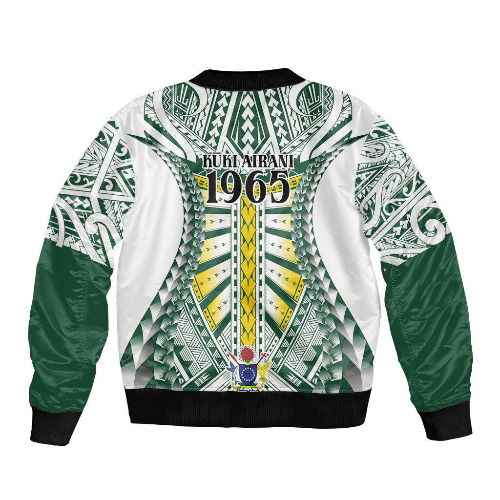 Cook Islands 1965 National Pride Sleeve Zip Bomber Jacket White Tribal Pattern LT9 - Polynesian Pride