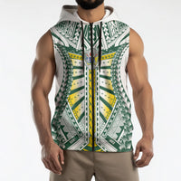 Cook Islands 1965 National Pride Sleeveless Zip Hoodie White Tribal Pattern LT9 - Polynesian Pride