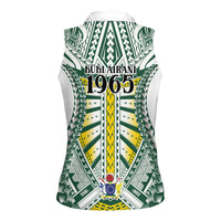 Cook Islands 1965 National Pride Women Sleeveless Polo Shirt White Tribal Pattern LT9 - Polynesian Pride