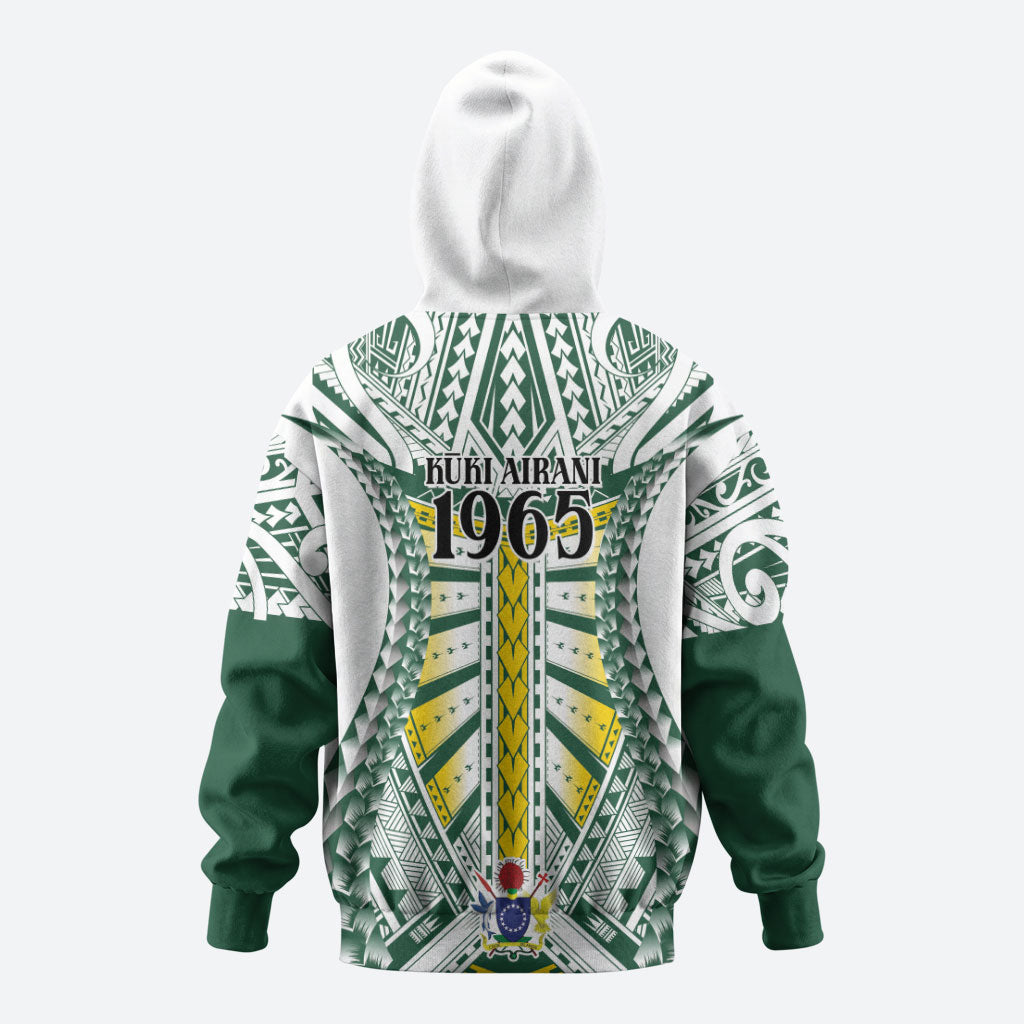 Cook Islands 1965 National Pride Zip Hoodie White Tribal Pattern LT9 - Polynesian Pride