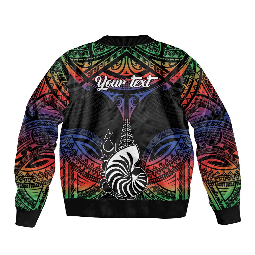 Personalised New Caledonia All Saints Day Bomber Jacket Candle Light with Polynesian Style