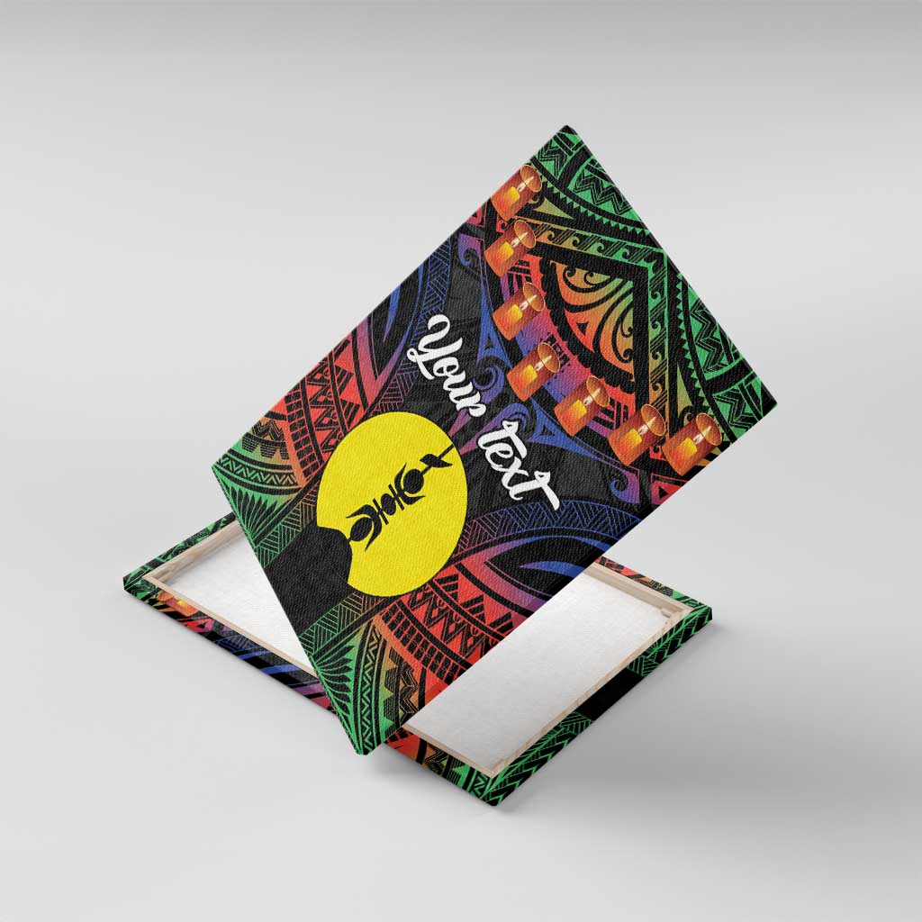 Personalised New Caledonia All Saints Day Canvas Wall Art Candle Light with Polynesian Style