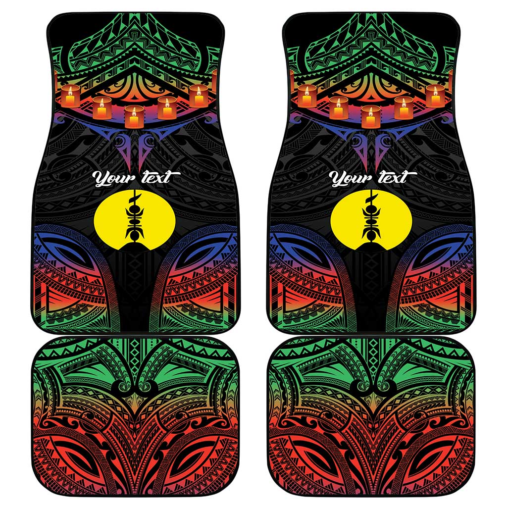 Personalised New Caledonia All Saints Day Car Mats Candle Light with Polynesian Style
