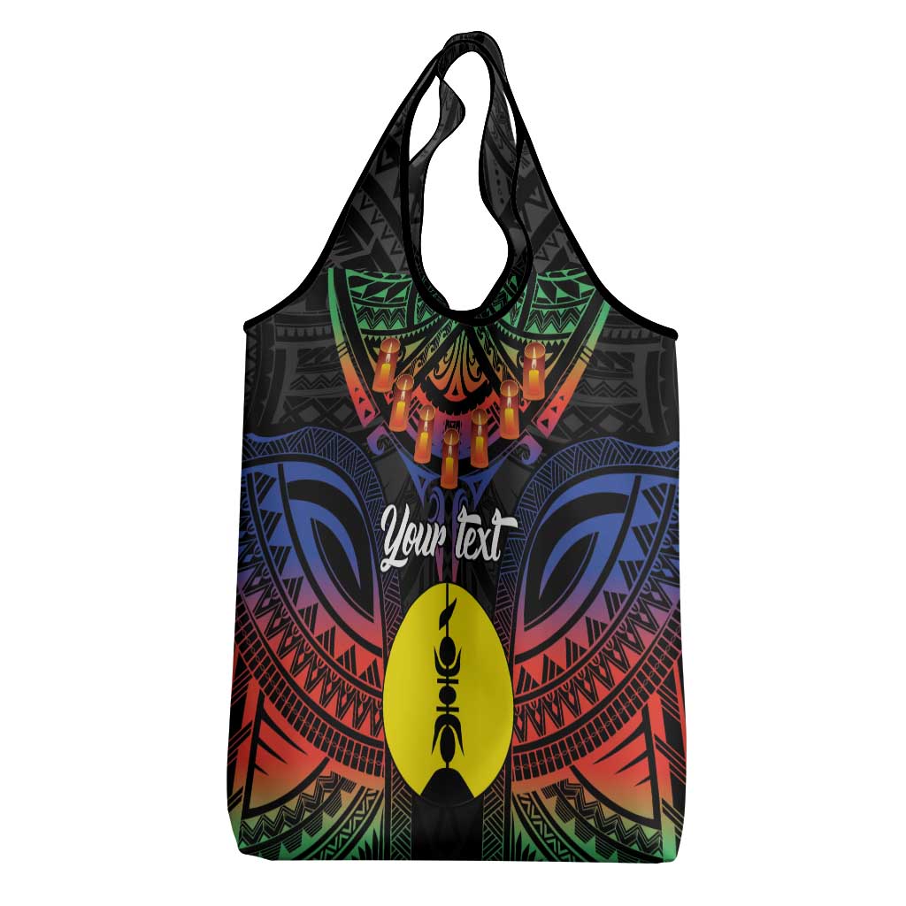 Personalised New Caledonia All Saints Day Grocery Bag Candle Light with Polynesian Style