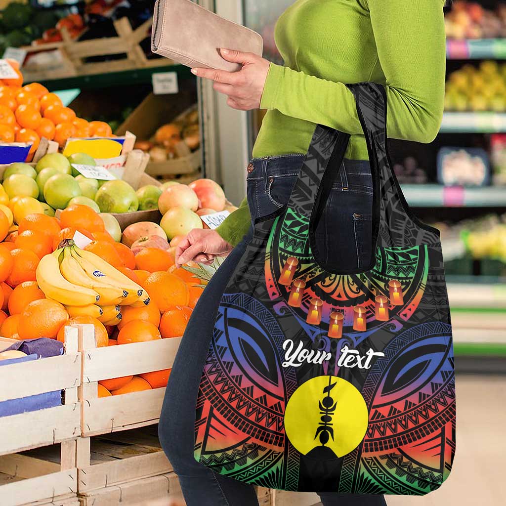 Personalised New Caledonia All Saints Day Grocery Bag Candle Light with Polynesian Style