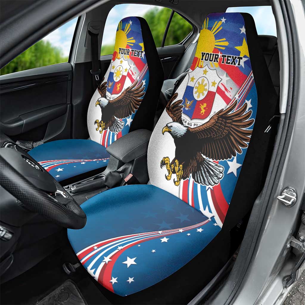 Personalized Filipino-American Car Seat Cover The Eight-Rayed Sun with Bald Eagle