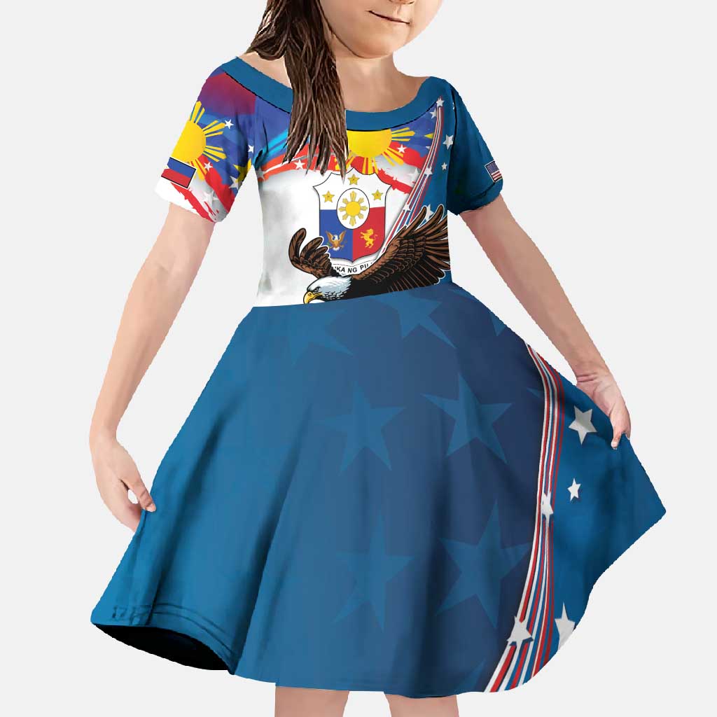 Personalized Filipino-American Family Matching Mermaid Dress and Hawaiian Shirt The Eight-Rayed Sun with Bald Eagle