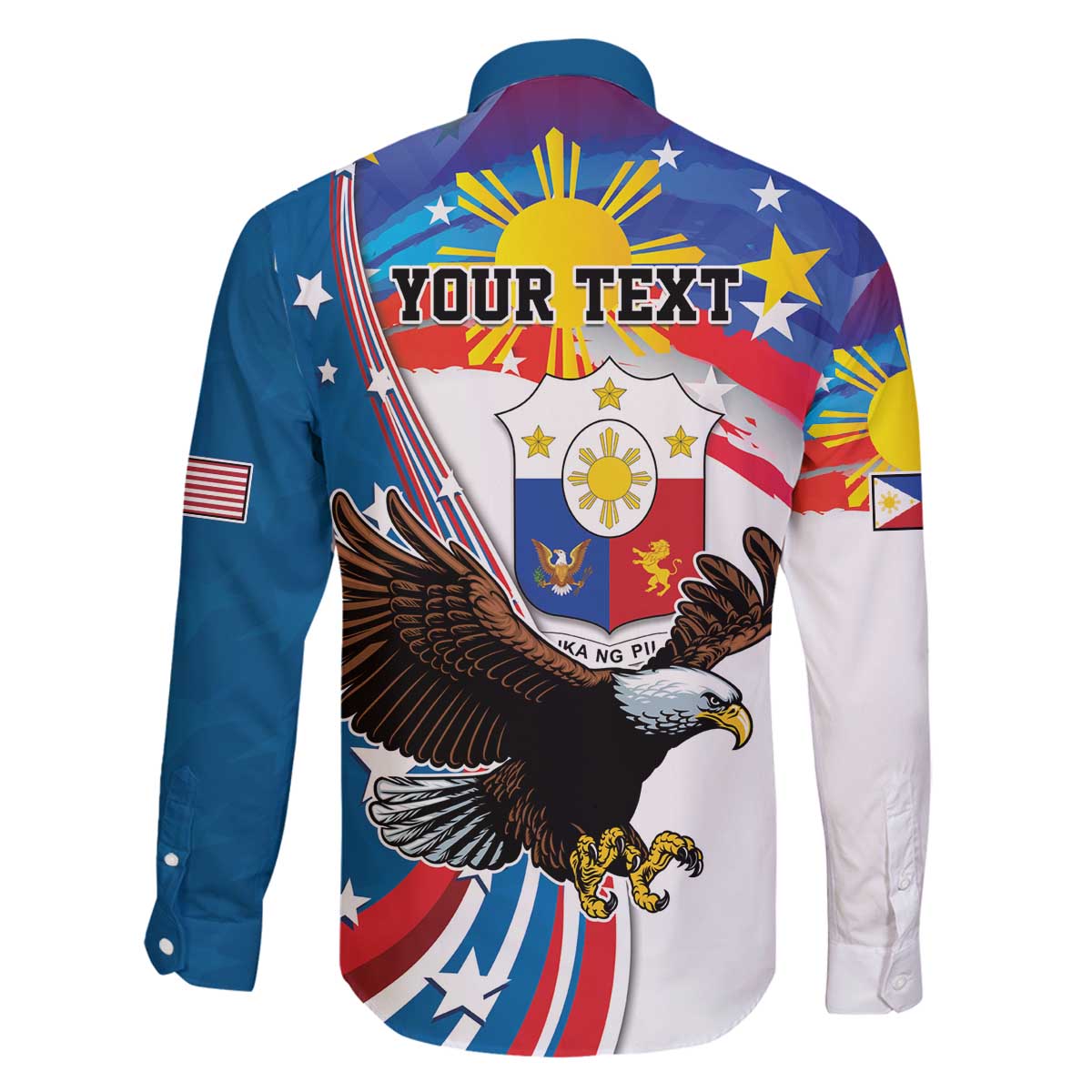Personalized Filipino-American Family Matching Puletasi and Hawaiian Shirt The Eight-Rayed Sun with Bald Eagle