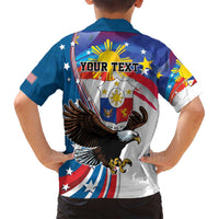 Personalized Filipino-American Family Matching Tank Maxi Dress and Hawaiian Shirt The Eight-Rayed Sun with Bald Eagle