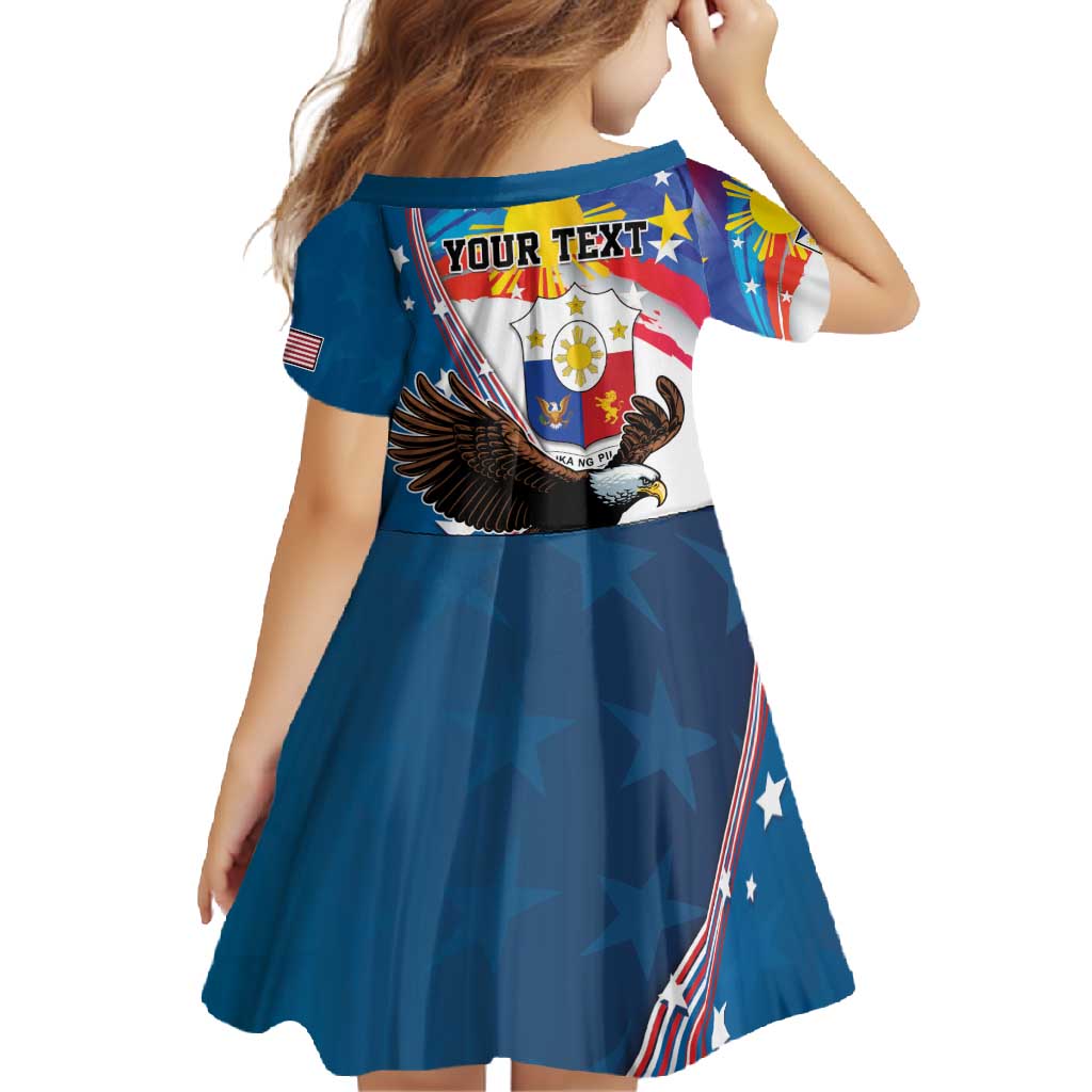 Personalized Filipino-American Family Matching Tank Maxi Dress and Hawaiian Shirt The Eight-Rayed Sun with Bald Eagle