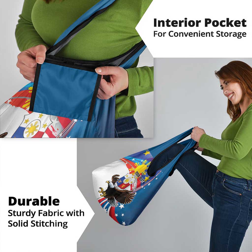 Personalized Filipino-American Grocery Bag The Eight-Rayed Sun with Bald Eagle