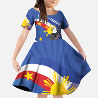 Personalized Filipino-American Family Matching Puletasi and Hawaiian Shirt Philippines Coat Of Arms with Bald Eagle