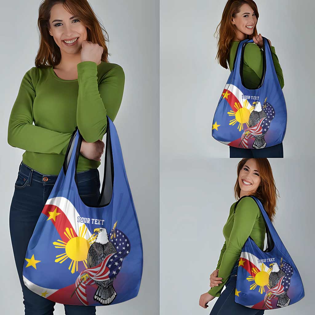 Personalized Filipino-American Grocery Bag Philippines Coat Of Arms with Bald Eagle