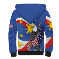 Personalized Filipino-American Sherpa Hoodie Philippines Coat Of Arms with Bald Eagle