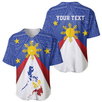 Personalized Pilipinas Eight-Rayed Sun Baseball Jersey Philippines Map With Polynesian Style