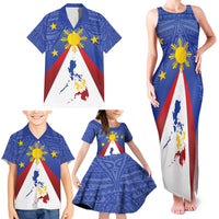 Personalized Pilipinas Eight-Rayed Sun Family Matching Tank Maxi Dress and Hawaiian Shirt Philippines Map With Polynesian Style