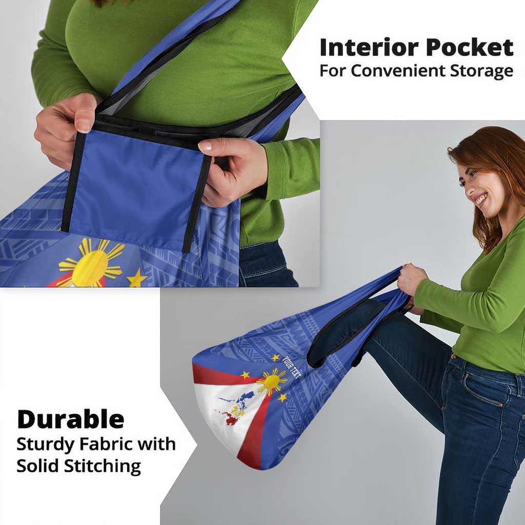 Personalized Pilipinas Eight-Rayed Sun Grocery Bag Philippines Map With Polynesian Style