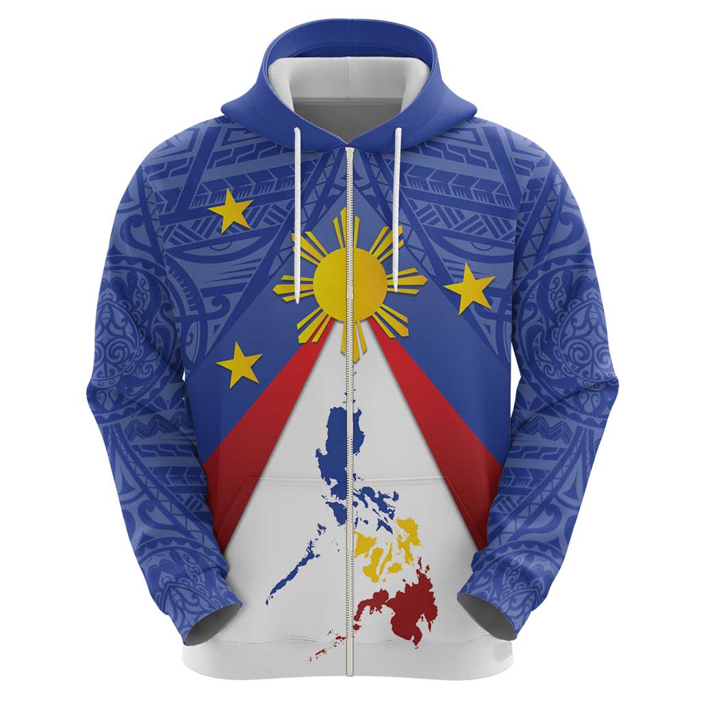 Personalized Pilipinas Eight-Rayed Sun Hoodie Philippines Map With Polynesian Style