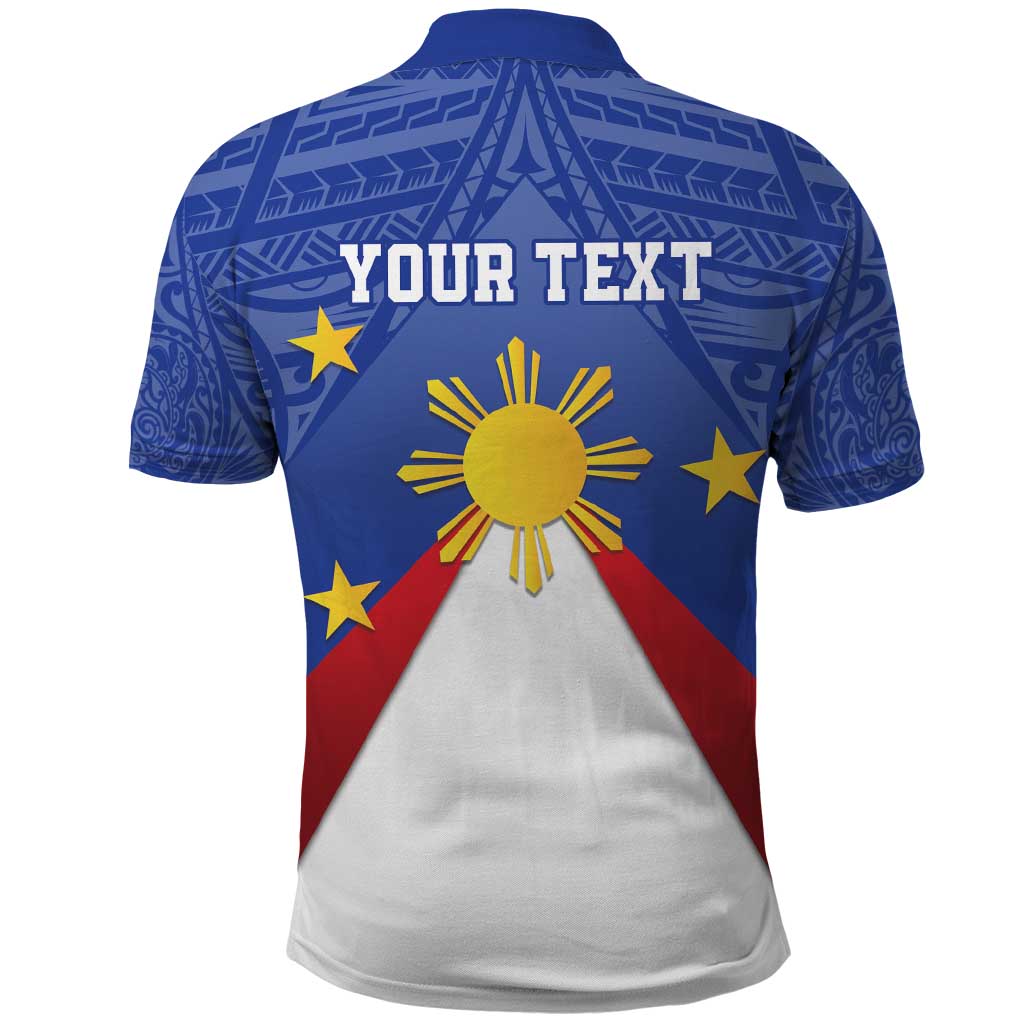 Personalized Pilipinas Eight-Rayed Sun Polo Shirt Philippines Map With Polynesian Style