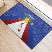 Personalized Pilipinas Eight-Rayed Sun Rubber Doormat Philippines Map With Polynesian Style