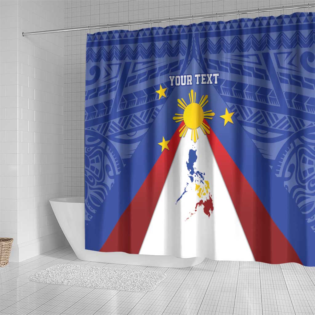 Personalized Pilipinas Eight-Rayed Sun Shower Curtain Philippines Map With Polynesian Style