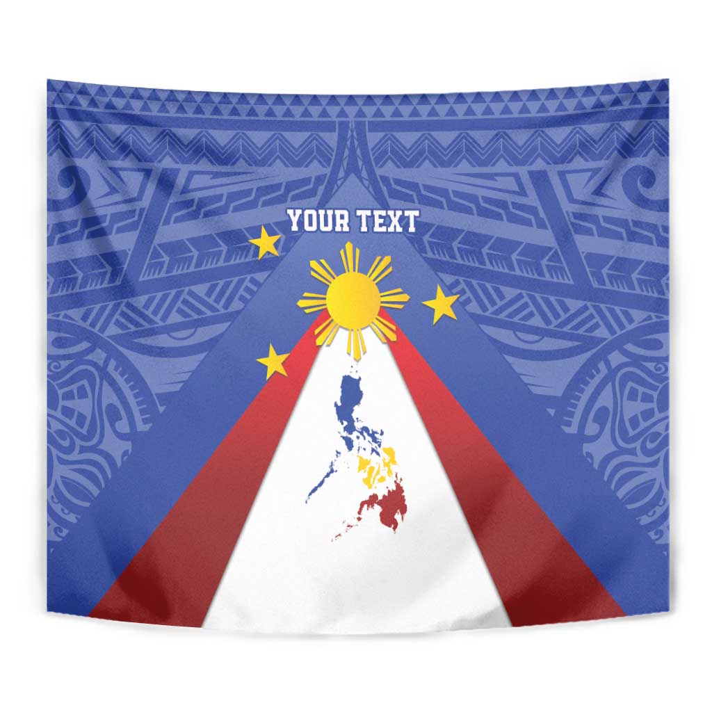 Personalized Pilipinas Eight-Rayed Sun Tapestry Philippines Map With Polynesian Style