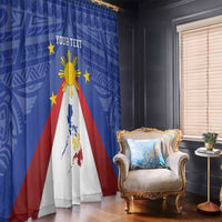 Personalized Pilipinas Eight-Rayed Sun Window Curtain Philippines Map With Polynesian Style