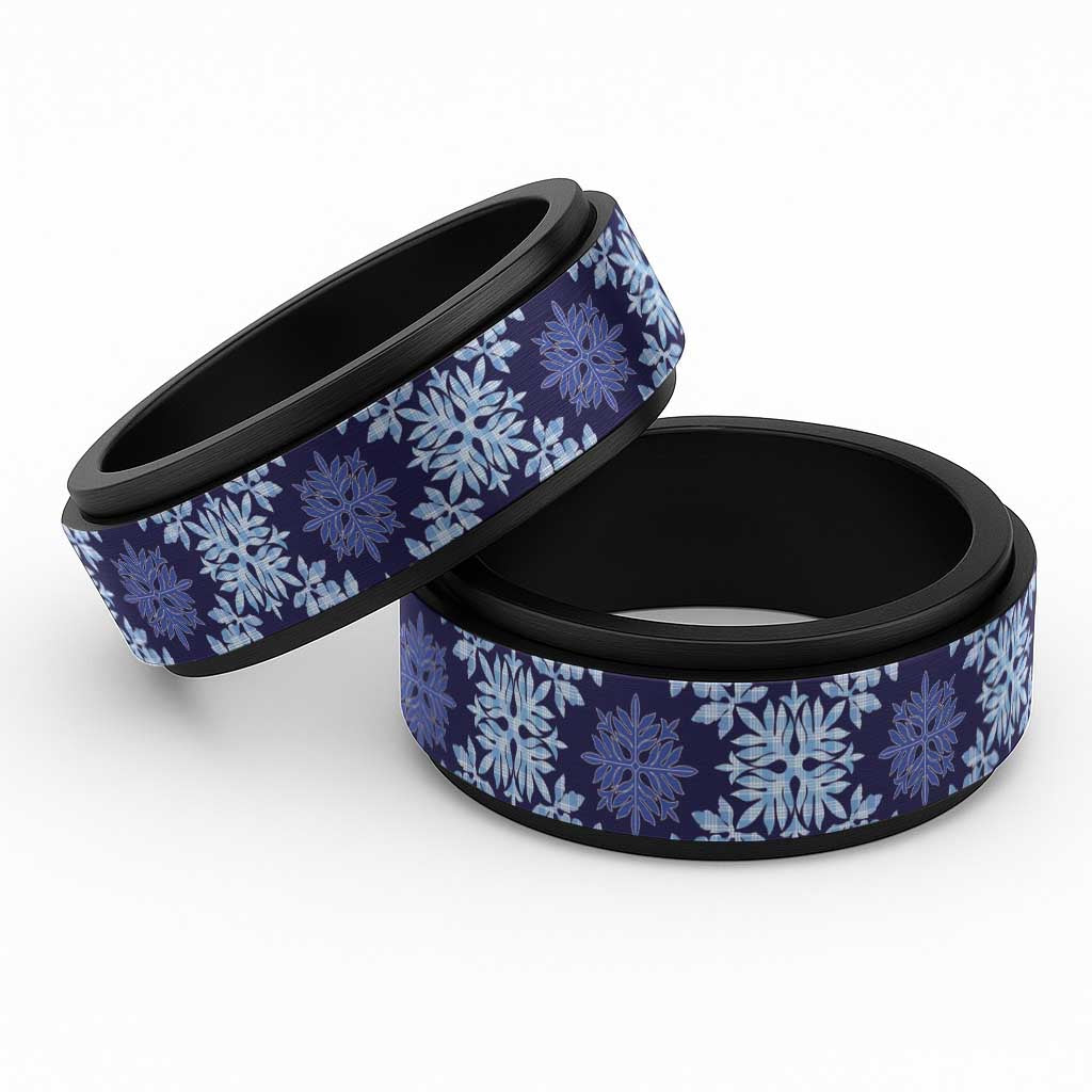 Palaka Hawaiian Quilt Seamless Pattern Spinner Ring - Polynesian Pride