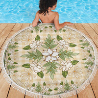 Squares Maile Leaf Beach Blanket Beige Palaka Hawaiian Quilt Pattern - Polynesian Pride