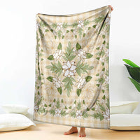 Squares Maile Leaf Blanket Beige Palaka Hawaiian Quilt Pattern - Polynesian Pride