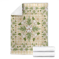 Squares Maile Leaf Blanket Beige Palaka Hawaiian Quilt Pattern - Polynesian Pride