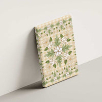 Squares Maile Leaf Canvas Wall Art Beige Palaka Hawaiian Quilt Pattern - Polynesian Pride