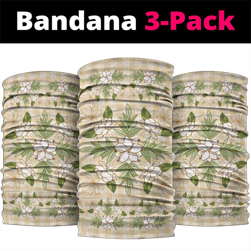 Squares Maile Leaf Neck Gaiter Beige Palaka Hawaiian Quilt Pattern - Polynesian Pride