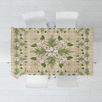 Squares Maile Leaf Tablecloth Beige Palaka Hawaiian Quilt Pattern - Polynesian Pride