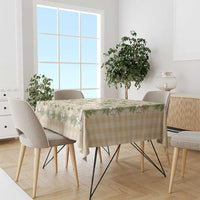 Squares Maile Leaf Tablecloth Beige Palaka Hawaiian Quilt Pattern - Polynesian Pride