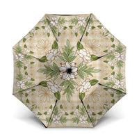 Squares Maile Leaf Umbrella Beige Palaka Hawaiian Quilt Pattern - Polynesian Pride