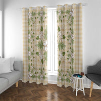 Squares Maile Leaf Window Curtain Beige Palaka Hawaiian Quilt Pattern - Polynesian Pride