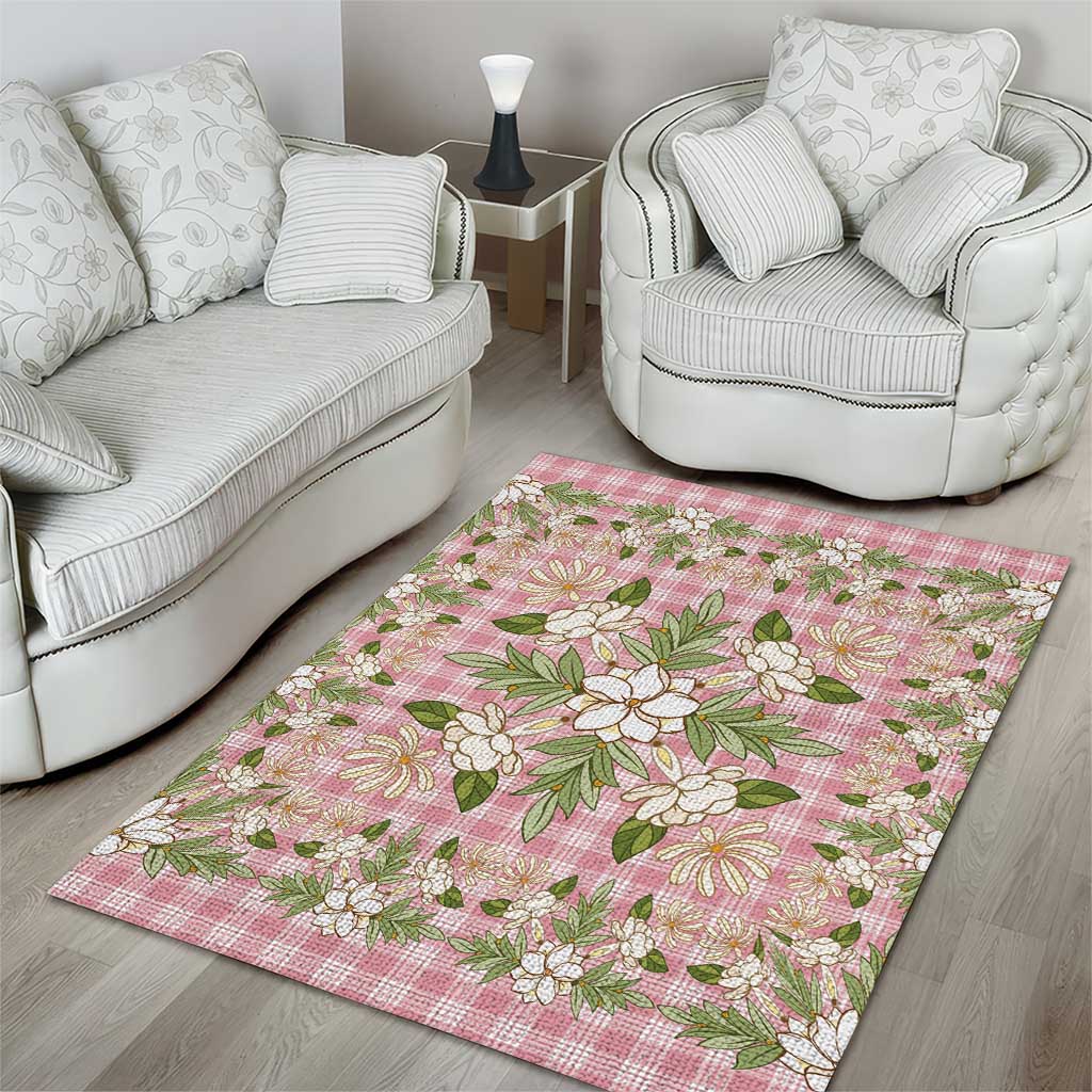Squares Maile Leaf Area Rug Pink Palaka Hawaiian Quilt Pattern - Polynesian Pride